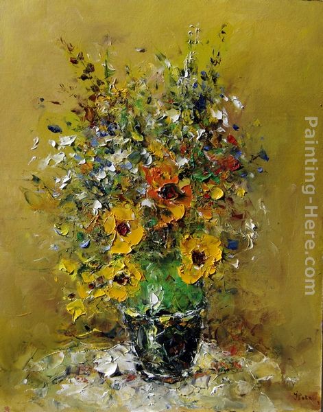 Yellow Flowers 03 painting - Ioan Popei Yellow Flowers 03 art painting